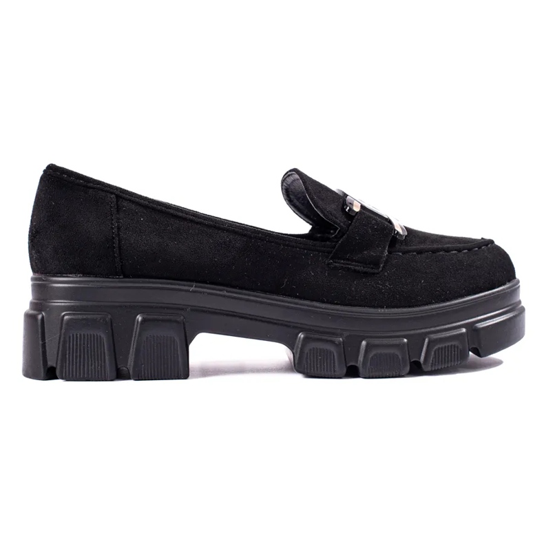 Mocassins de camurça preta na plataforma Shelovet preto