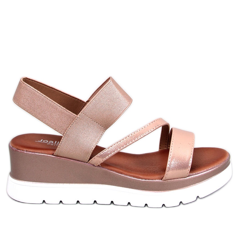 BM Sandália de cunha Carlton Champagne rosa