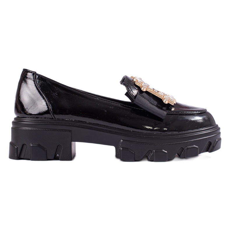 W. Potocki Mocassins laqueados pretos em sola grossa de T.Potocki