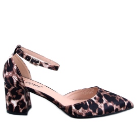 Vonetta Sapatilha aberta Leopard salto baixo marrom