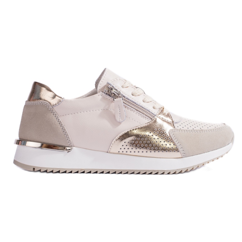 Calçado desportivo feminino de couro Shelvt, bege