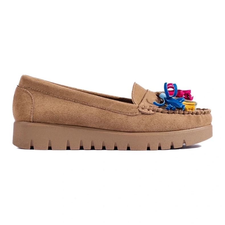 W. Potocki Mocassim boho de camurça Potocki com borlas bege