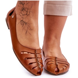 Lemar Sabrinas de couro confortáveis ​​para mulheres Marrom Luka castanho