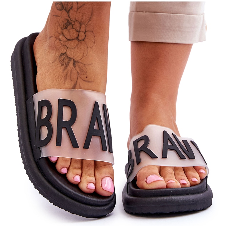 Vinceza Chinelos de plataforma femininos pretos bravos