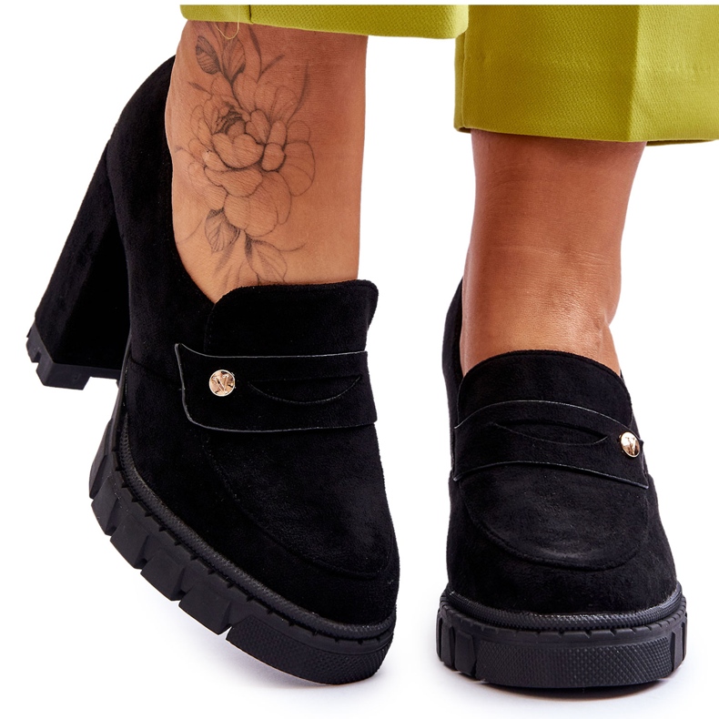 Vinceza Elegante Camurça Salto Alto Preto Mintore