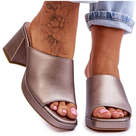 Chinelos de salto alto da moda Sergio Leone KL322 prata escura Chinelos de salto alto da moda Sergio Leone KL322 prata escura