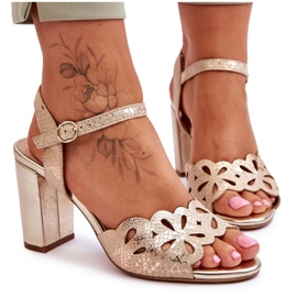 Sandálias Openwork Sergio Leone SK872 Bege-Ouro dourado