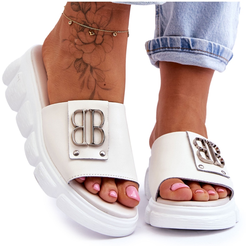 Vinceza Chinelos femininos plataforma com decoração Monroe bege