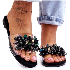 Chinelos Femininos com Pedras Decorativas S.Barski KV-576-3 Preto