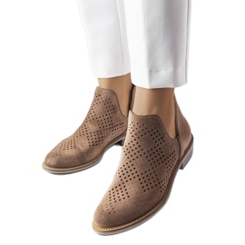 BM Botas de couro vazadas marrom Karino castanho BM Botas de couro vazadas marrom Karino castanho