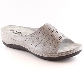 Chinelos de couro confortáveis ​​para mulher na cunha ouro rosa S.Barski BN292 dourado