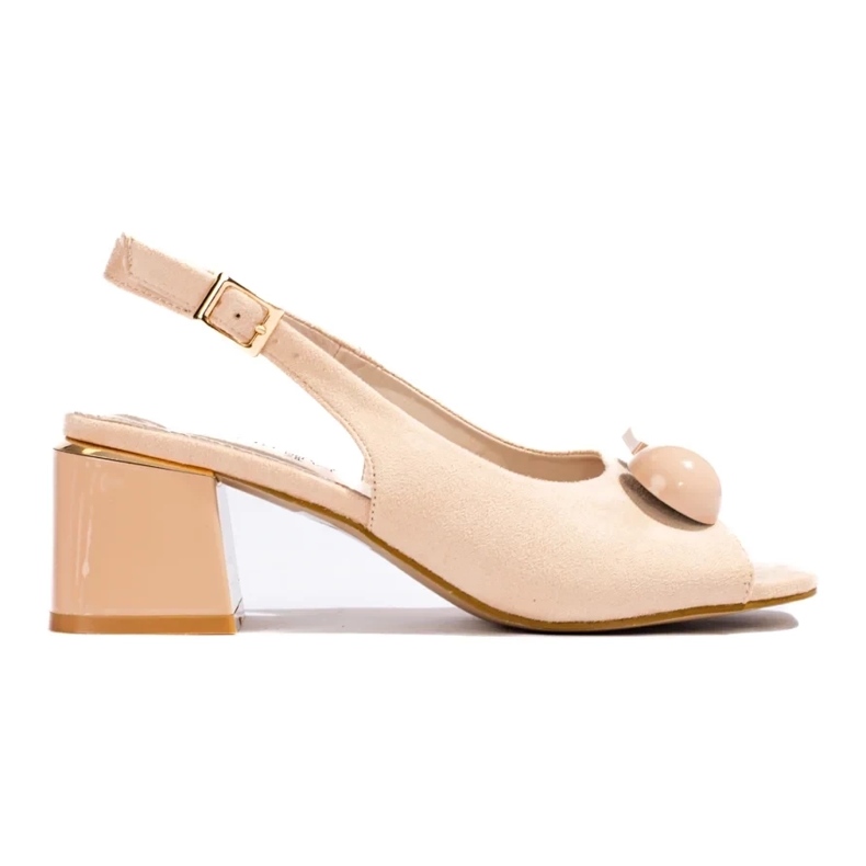 Sandália salto baixo de camurça bege, Shelovet