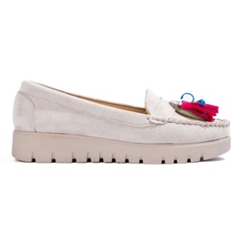 W. Potocki Mocassim boho de camurça Potocki cinza com franjas W. Potocki Mocassim boho de camurça Potocki cinza com franjas