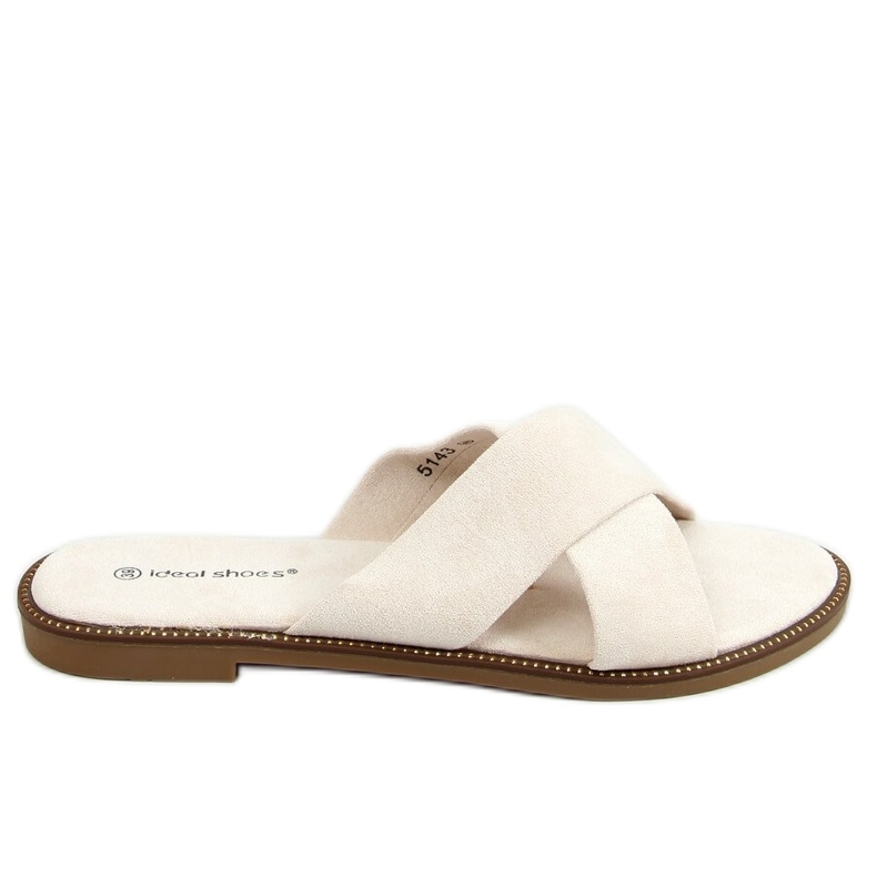 BM Chinelos de mulher Alyson Beige em forma de cruz bege