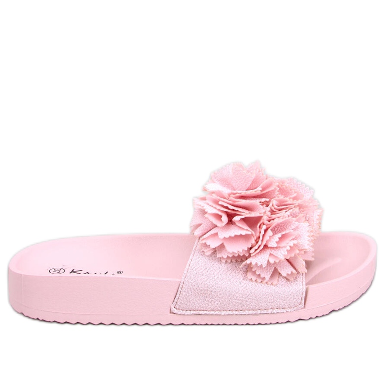 BM Chinelos de mulher com flores Traille Pink rosa