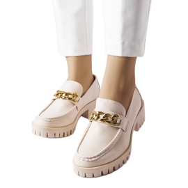 Mocassins bege com sola trator da Faiz