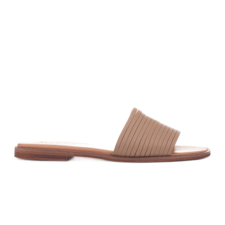 Marco Shoes Chinelos de couro bege