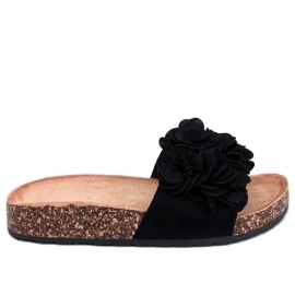 BM Chinelos de cortiça com flores da Brice Black preto BM Chinelos de cortiça com flores da Brice Black preto