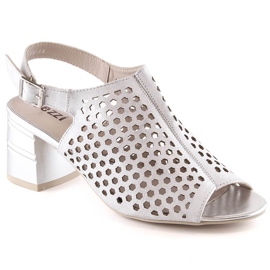 Sandália feminina vazada com salto prateado Jezzi MR1954A-14 prata Sandália feminina vazada com salto prateado Jezzi MR1954A-14 prata