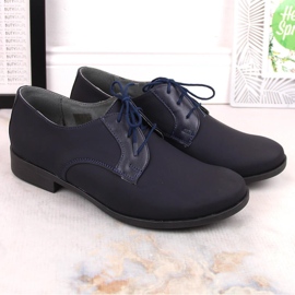 Sapatos juvenis de comunhão formal azul marinho Kornecki 6120