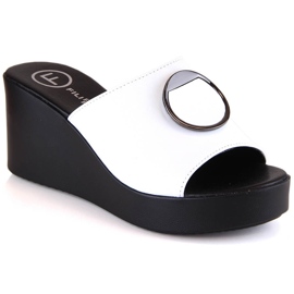 Chinelos de cunha em pele branca de mulher Filippo DK4610 branco