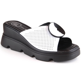 Chinelos de cunha em pele de mulher branco Filippo DS4608