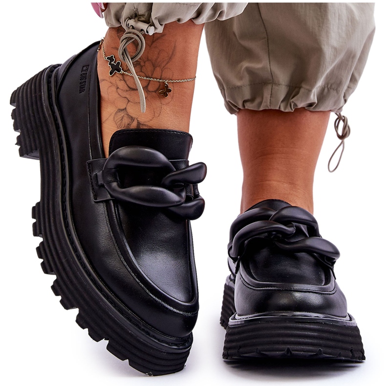 Sapatos mocassins de couro Big Star LL274580 preto