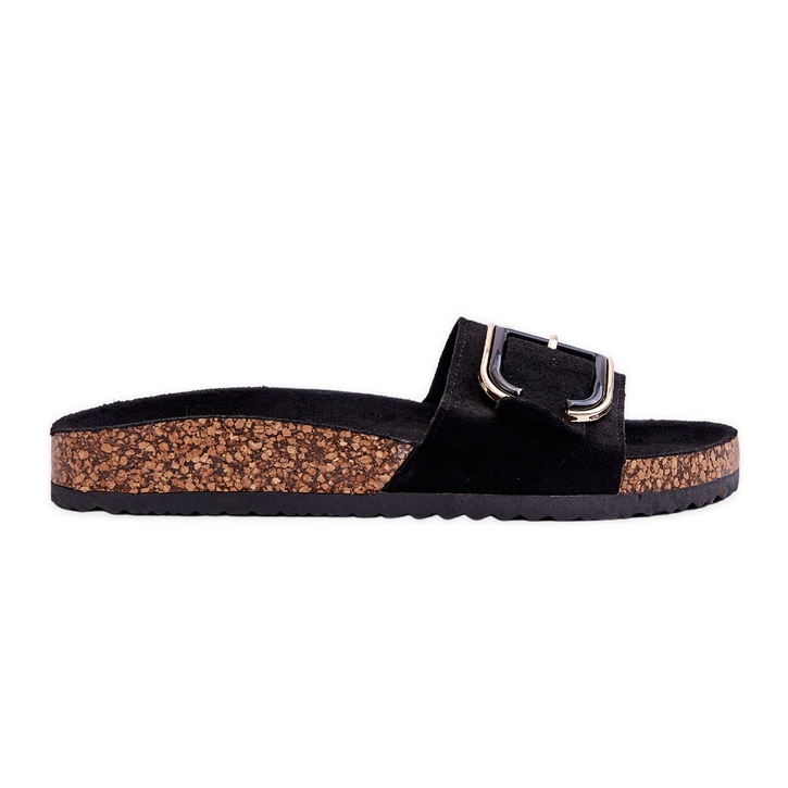 Chinelos femininos camurça plataforma preto Festil