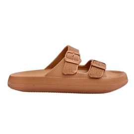 Chinelos femininos de espuma leve marrom Cleve