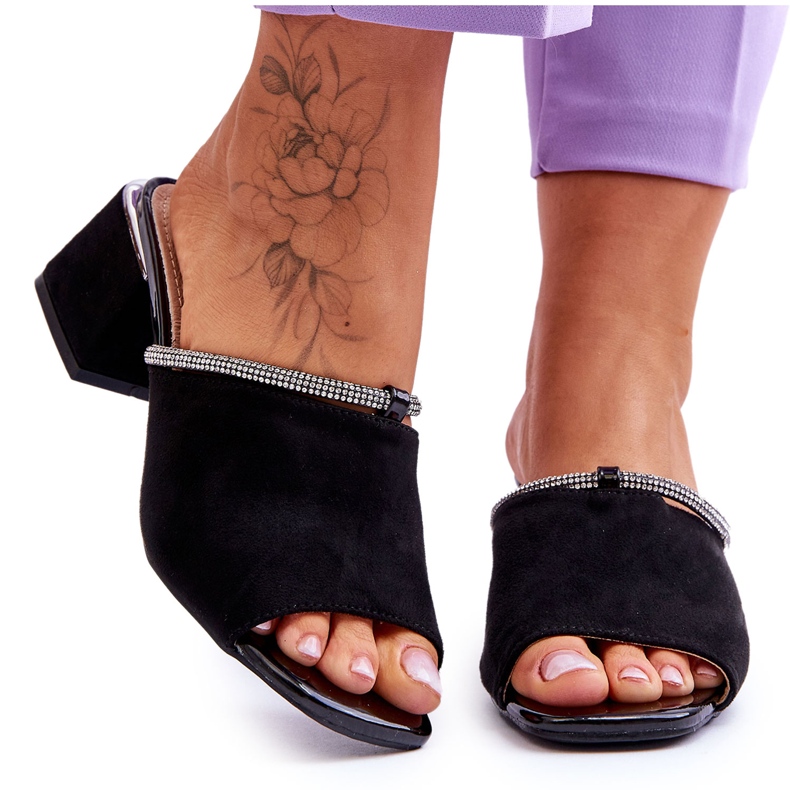 Chinelos de salto alto de camurça S.Barski KV-612-2 preto