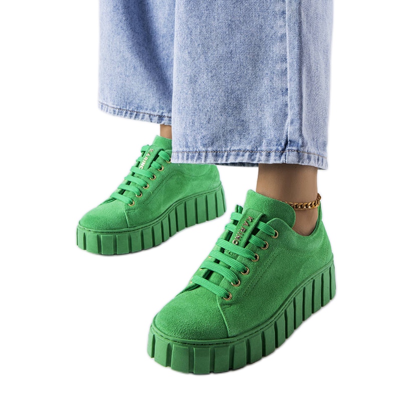 Karino sapato de camurça verde