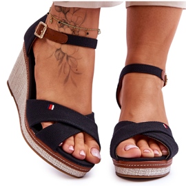 Sandálias de cunha femininas pretas Veenus preto Sandálias de cunha femininas pretas Veenus preto