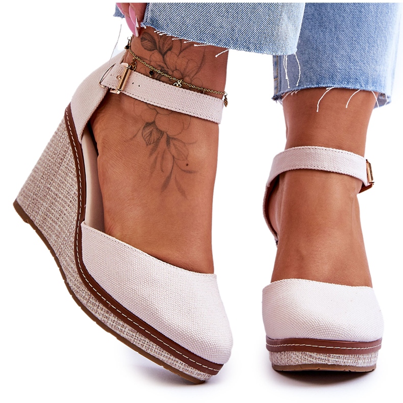 PS1 Sandálias femininas clássicas com cunha bege malani PS1 Sandálias femininas clássicas com cunha bege malani