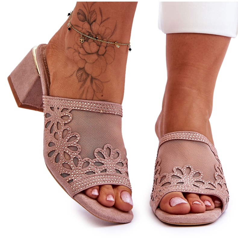 Chinelos de Salto Com Malha S.Barski KV-612-1 Nude bege