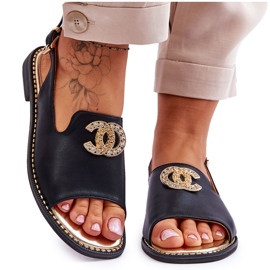 Sandálias Femininas com Decoração S.Barski KV-2775-49 Preto