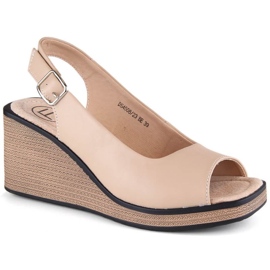 Sandálias de cunha confortáveis ​​em pele Filippo W DS4508 bege