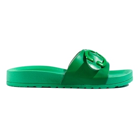 Slides de fivela verde Shelovet Slides de fivela verde Shelovet
