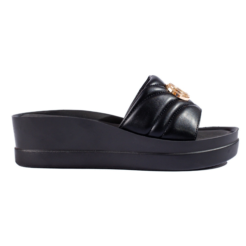 W. Potocki Chinelos de cunha pretos de mulher Potocki