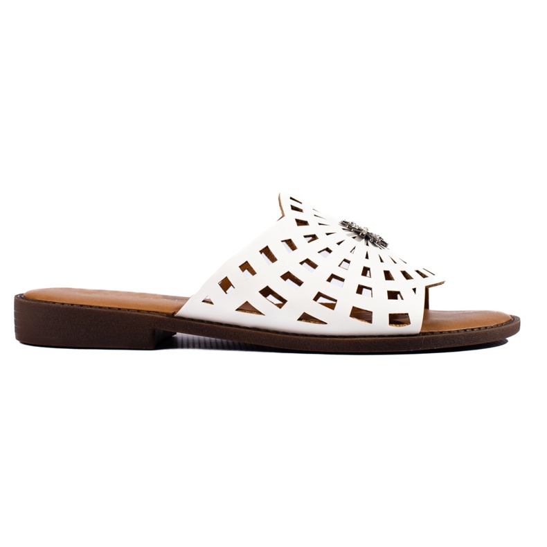 W. Potocki Chinelos brancos vazados para mulher da Potocki