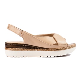 W. Potocki Sandálias de cunha baixa de mulher Potocki bege