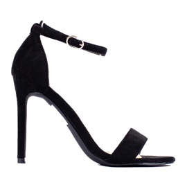 W. Potocki Sandália de salto alto de camurça preta Potocki preto