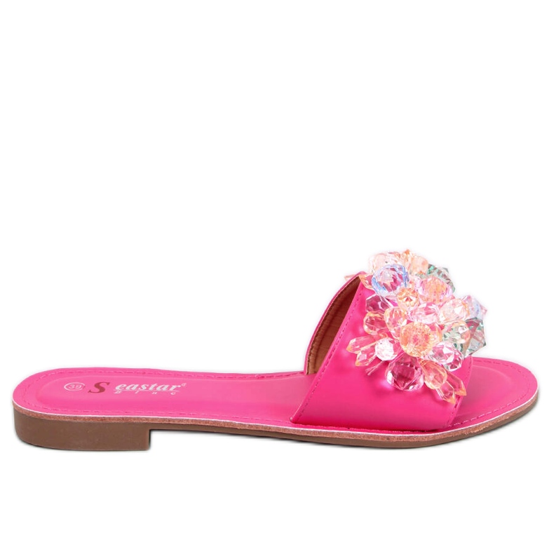 Seastar Chinelos com pedras coloridas Estrada Fuchsia rosa