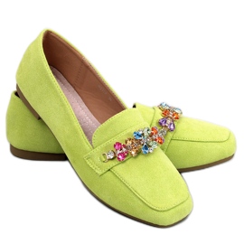Mocassim verde Davitian com strass
