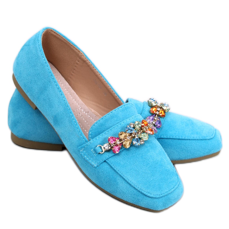 Mocassim azul Davitian com zircônias cúbicas