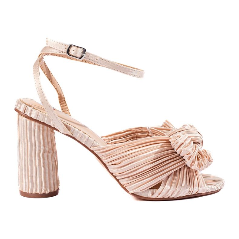 Sandália de salto alto bege Shelovet em tecido