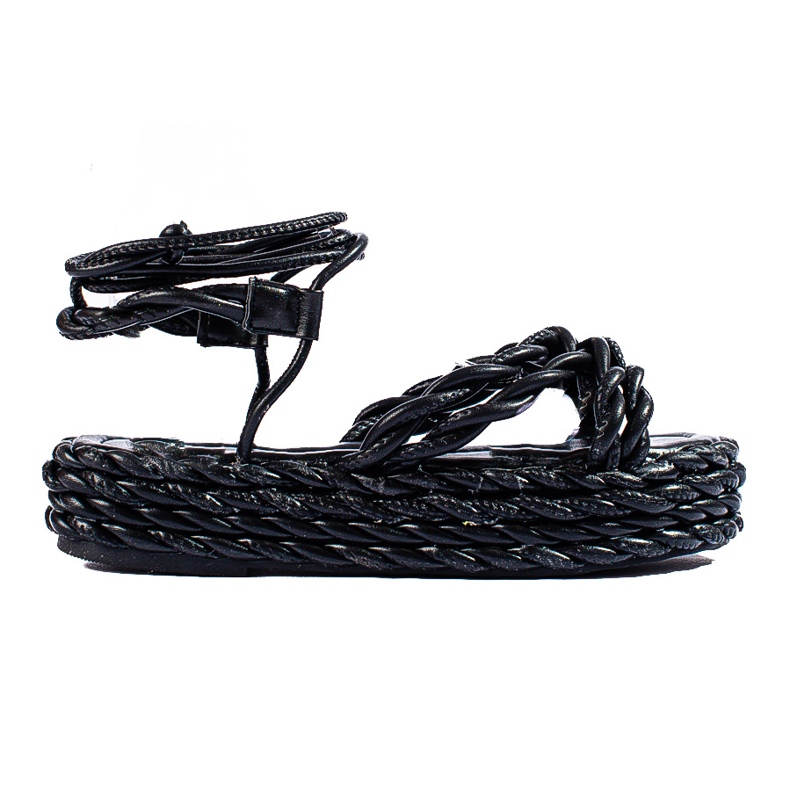 Sandália plataforma trançada preta Shelovet preto