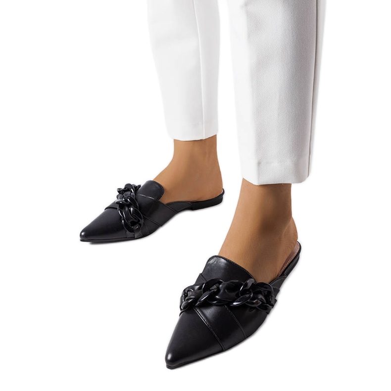 Sandália preta elegante com corrente Patenaude preto