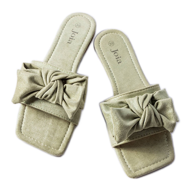 Sliders verdes elegantes com um laço de Thériault