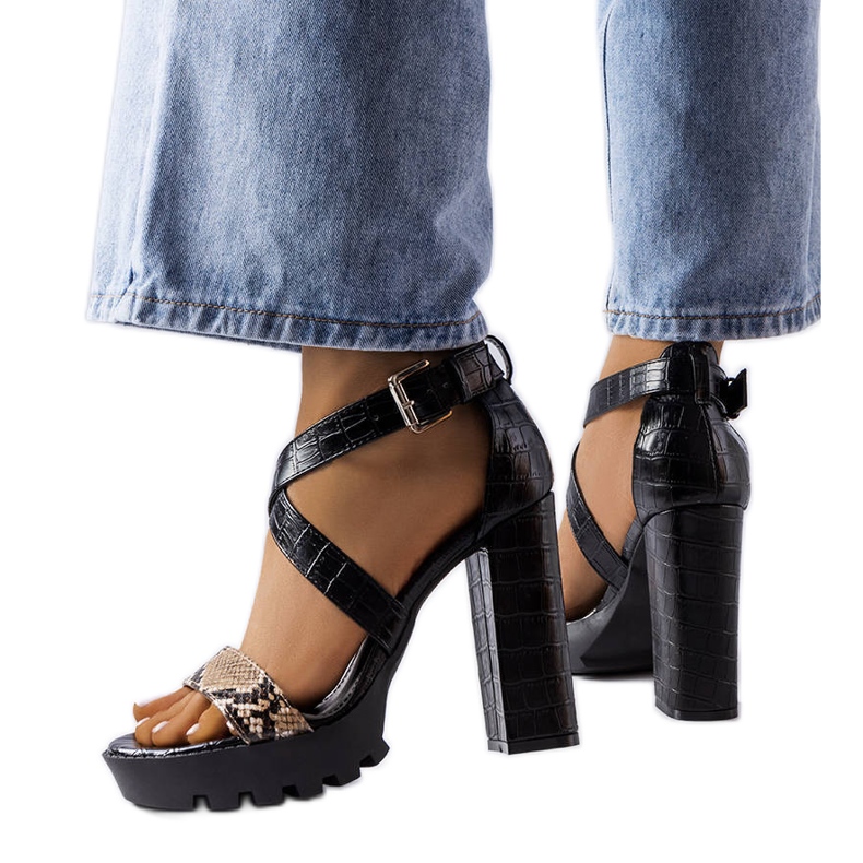 Sandália marrom com estampa de cobra Trépanier castanho