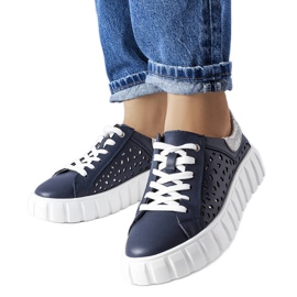 Tênis azul marinho com apliques Patch